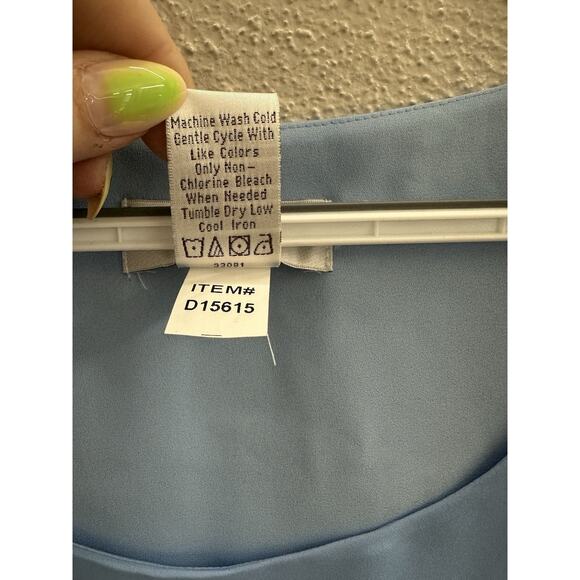 Drapers & Damons Womens Blouse Size XL Blue Short Sleeve Lined - Picture 5 of 12